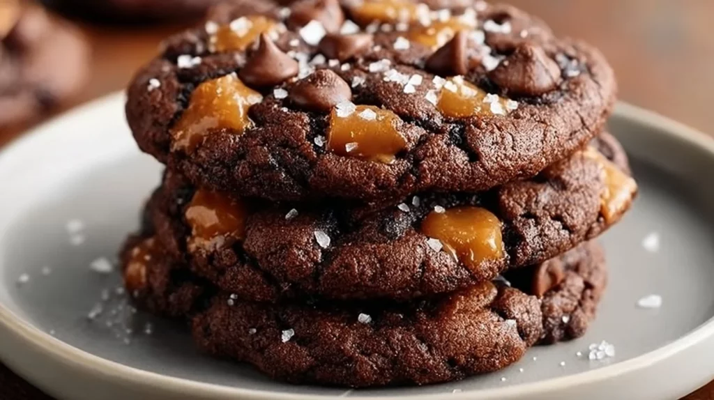 Delicious Caramel Toffee Brownie Mix Cookies on a plate