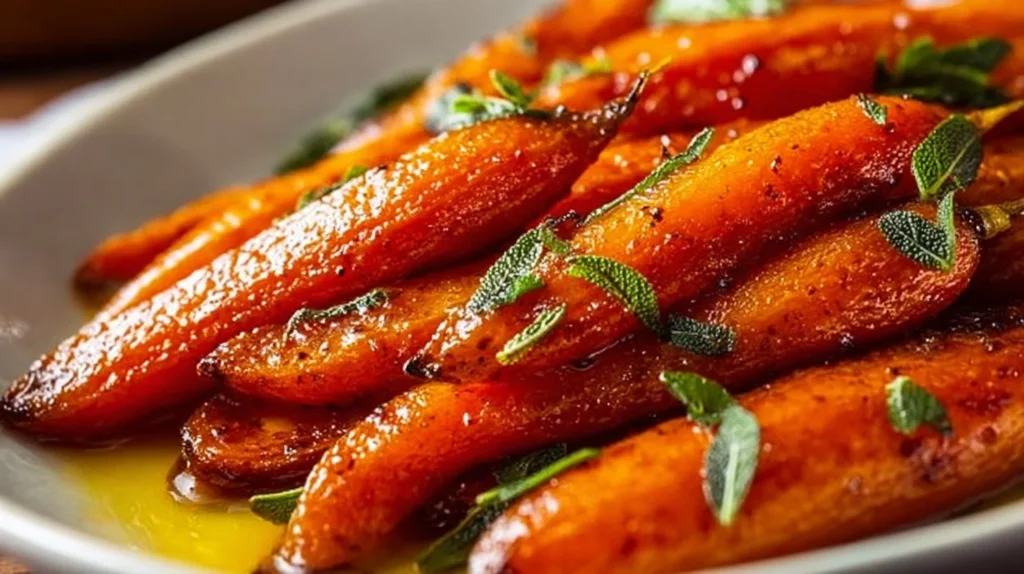 Delicious caramelized glazed carrots served in a bowl