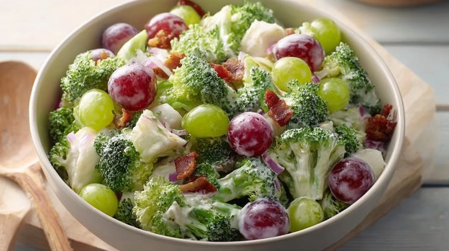 Fresh Cauliflower Broccoli Salad with vegetables and dressing