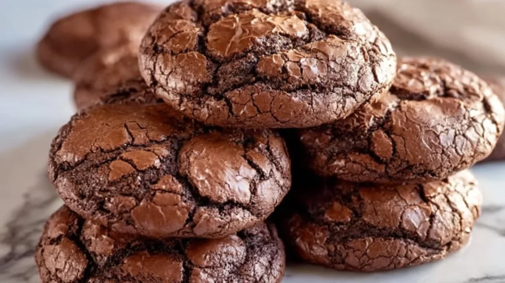 Delicious chewy brownie mix cookies ready to be served on a plate.