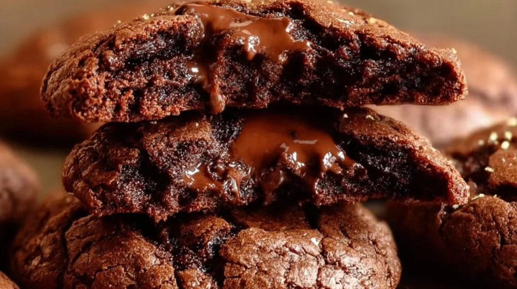 Delicious homemade Chocolate Brownie Cookies on a cooling rack.