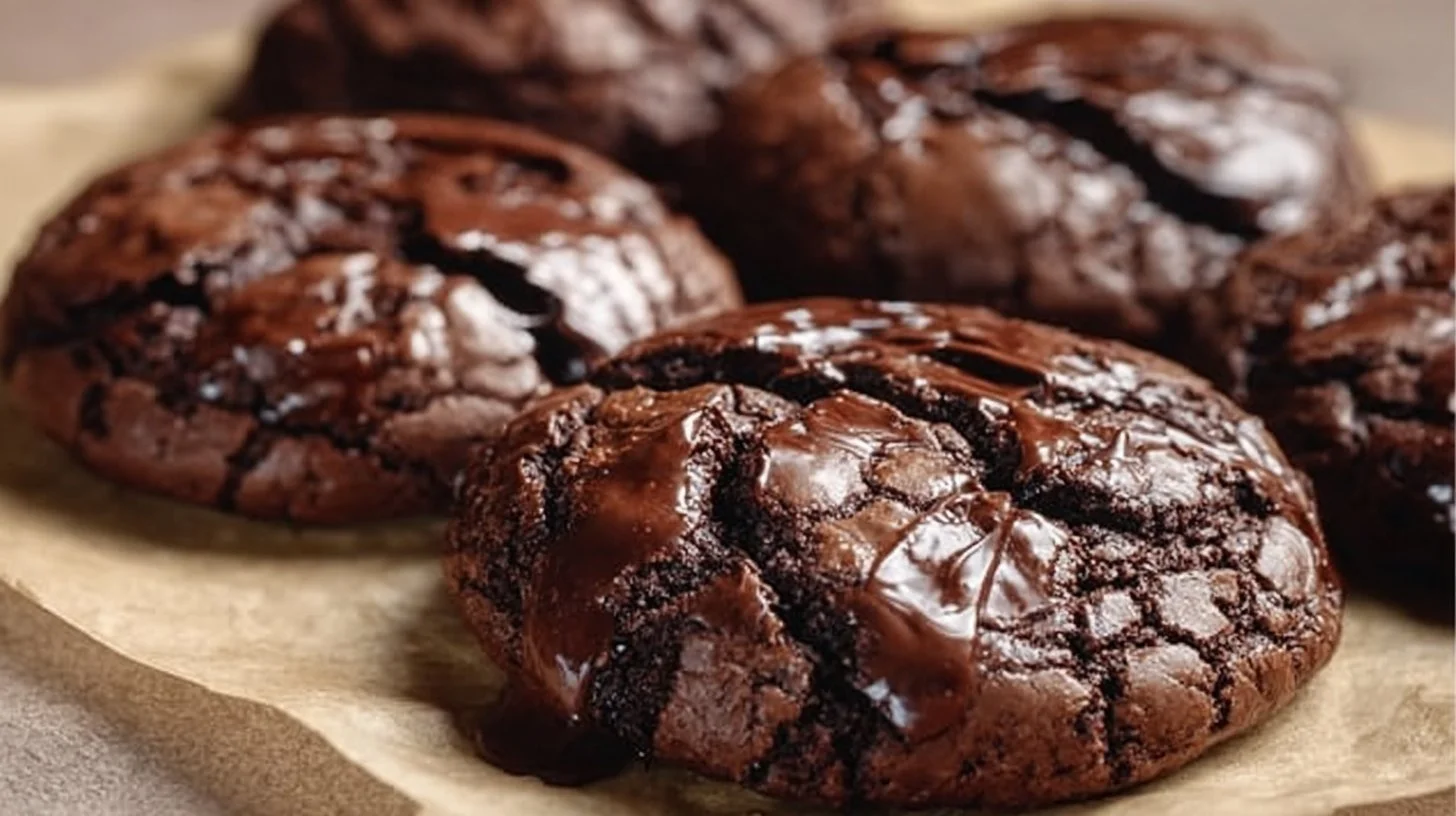 Delicious brownie cookies made from brownie mix, fresh out of the oven.