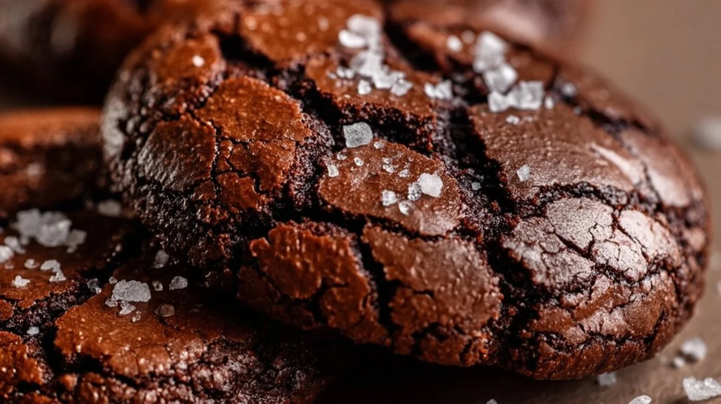 Crispy crackly chewy brownie cookies on a plate, perfect for dessert lovers.