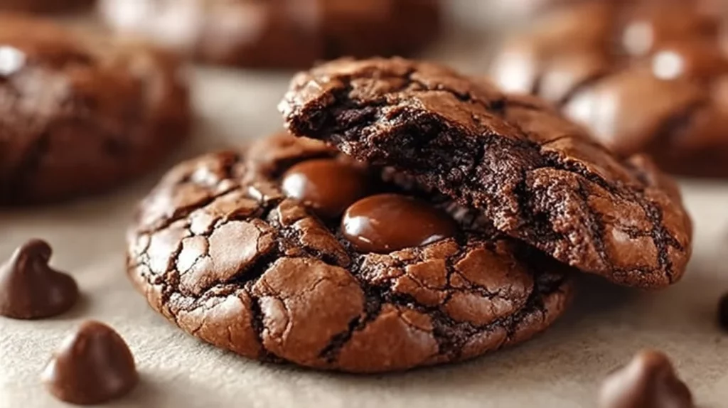 Delicious easy brownie mix cookies on a baking sheet