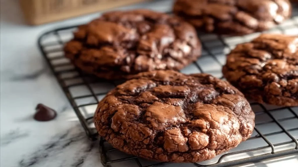 Delicious brownie mix cookies fresh out of the oven