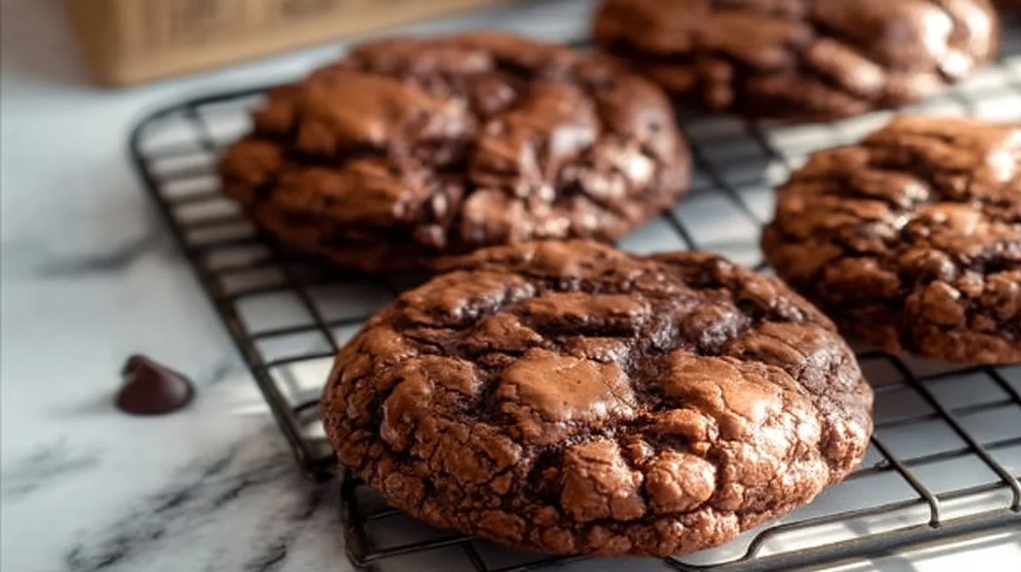 Delicious brownie mix cookies fresh out of the oven