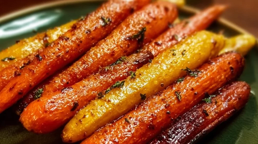 Delicious honey glazed carrots roasted to perfection