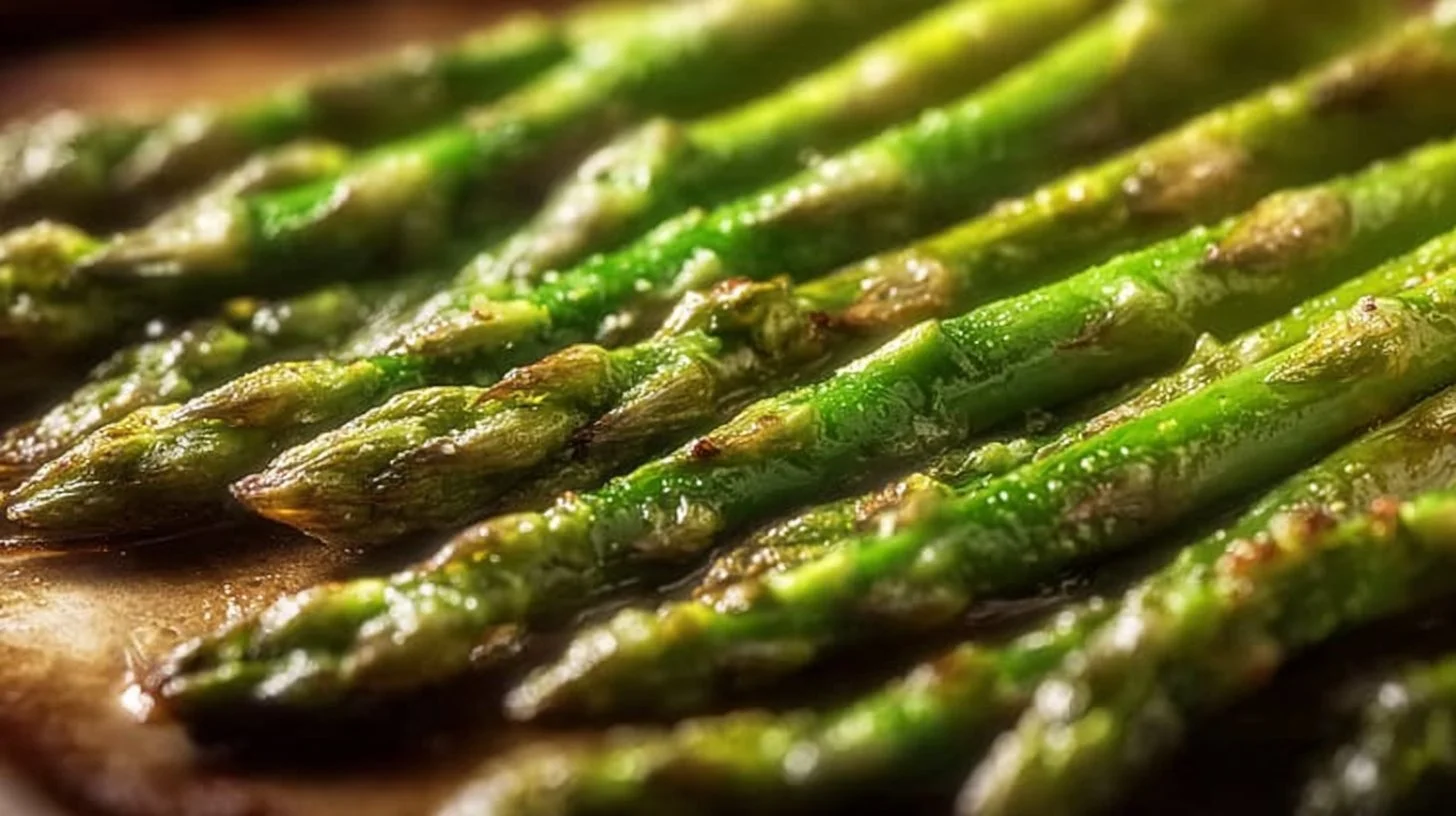 Delicious easy oven-roasted asparagus on a plate