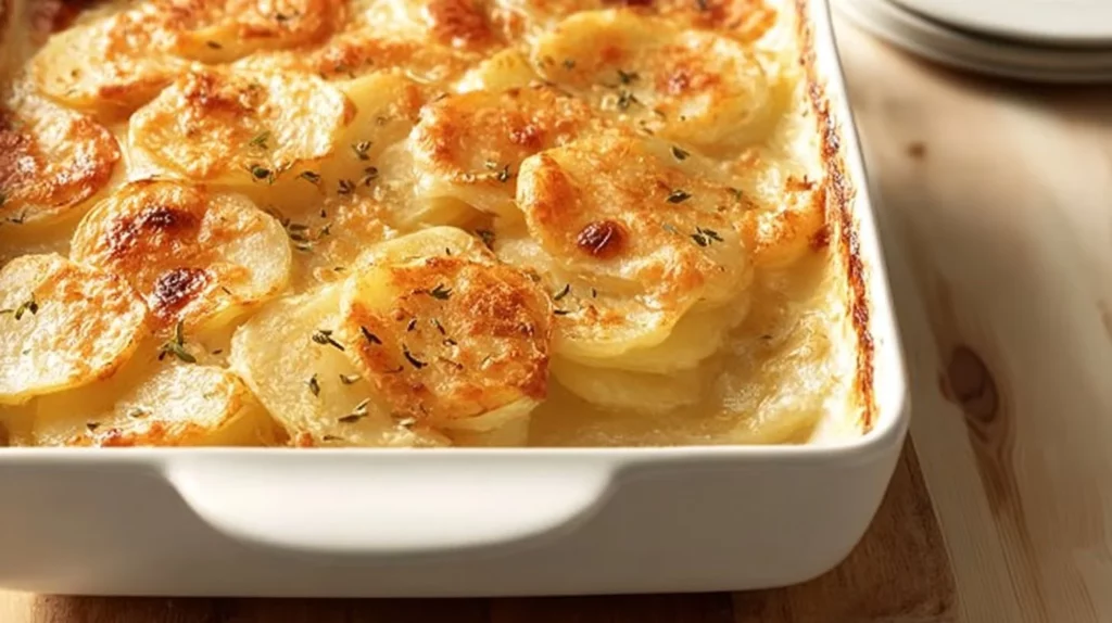 Delicious flour-free scalloped potatoes baked to perfection with creamy layers.