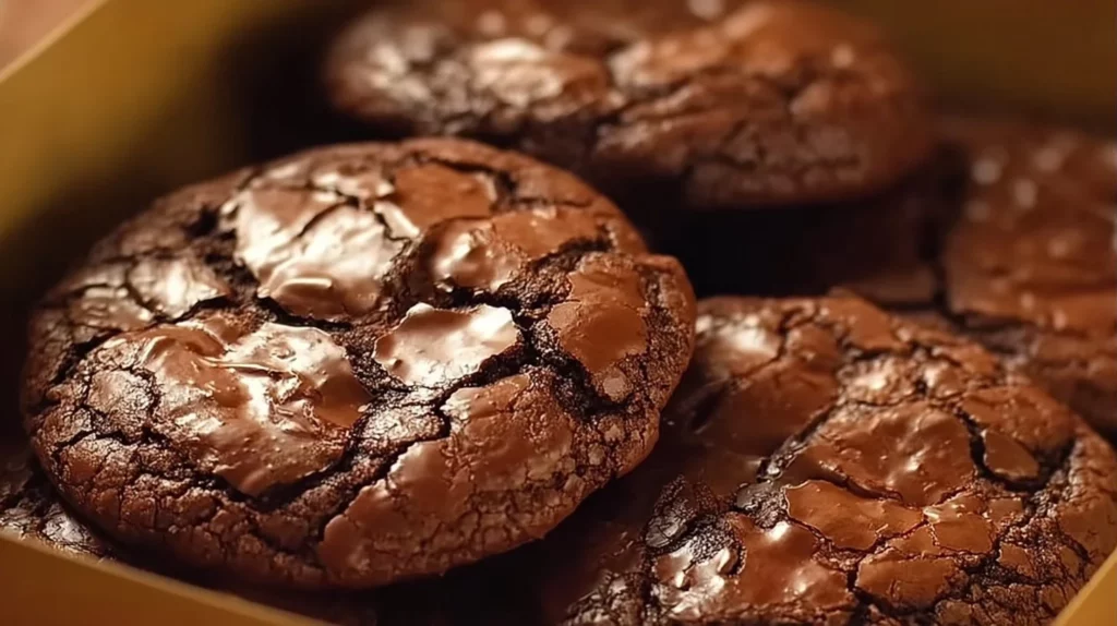 Delicious fudgy brownie mix cookies fresh from the oven