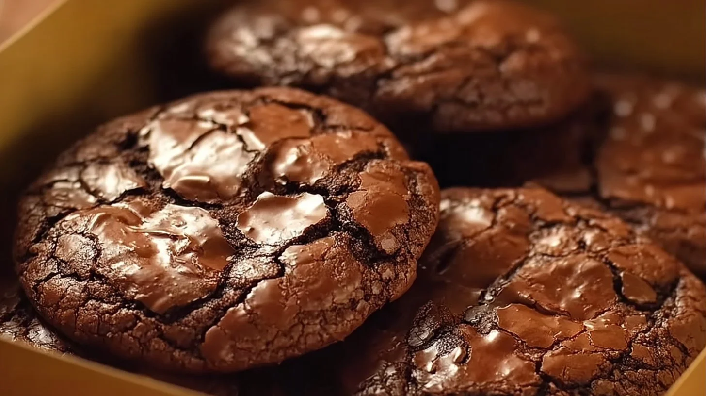 Delicious fudgy brownie mix cookies fresh from the oven