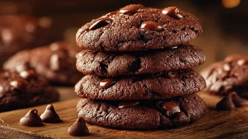 Fudgy brownie mix cookies freshly baked on a plate