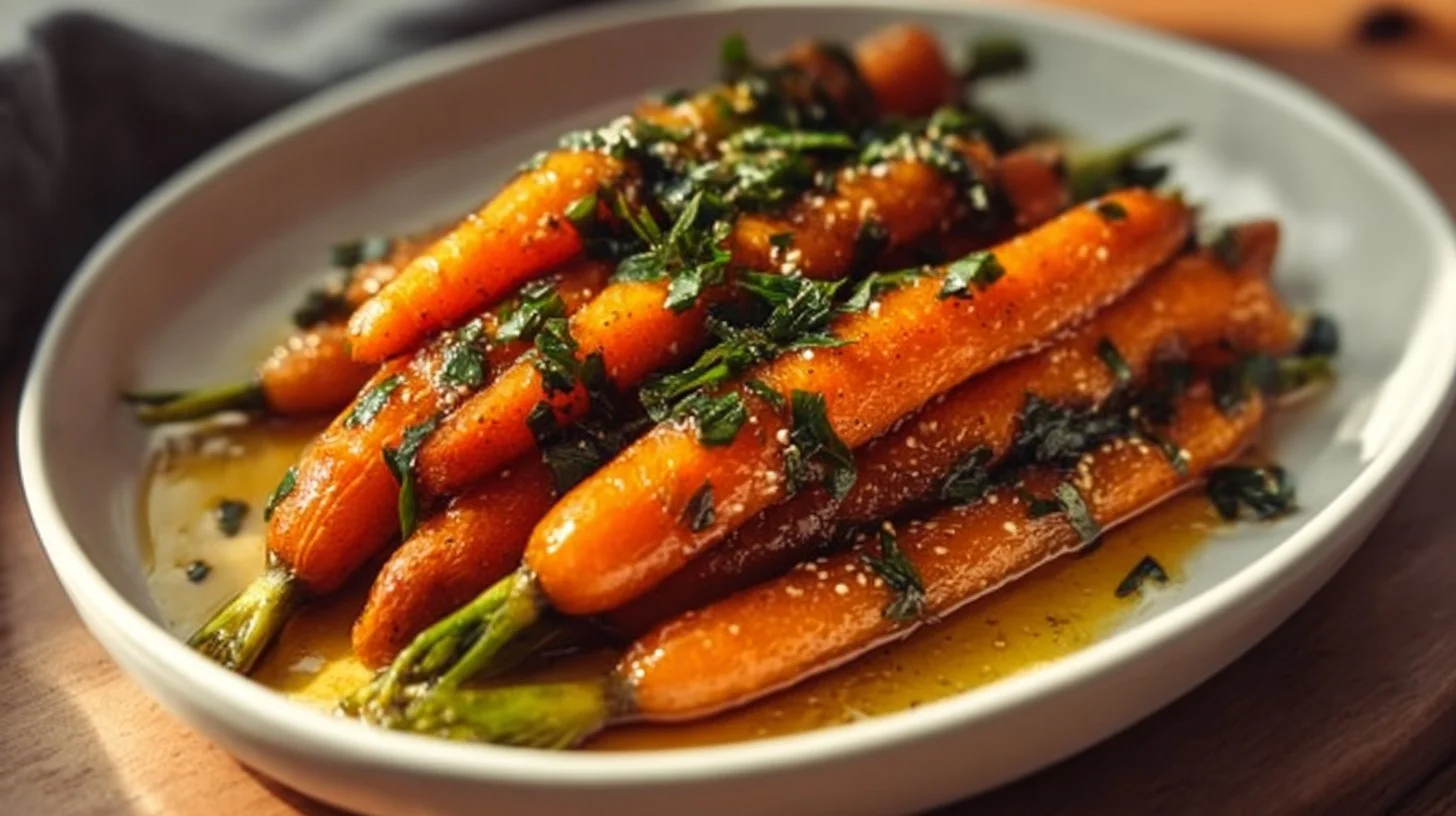 A plate of honey glazed carrots served as a beautiful side dish.
