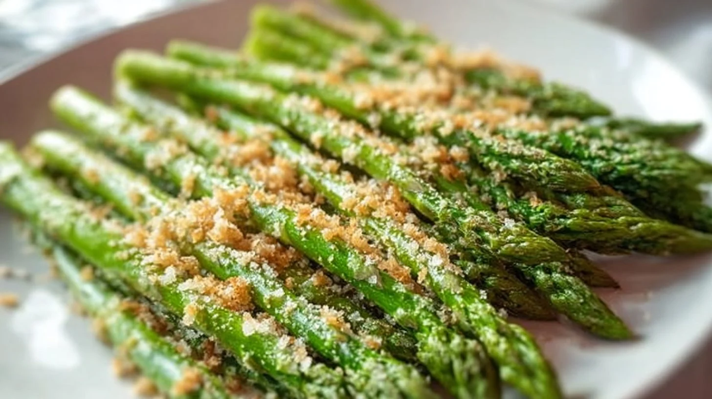 Oven-roasted asparagus topped with grated parmesan cheese