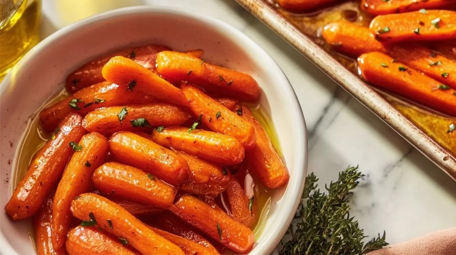 Roasted carrots with honey balsamic glaze served on a plate