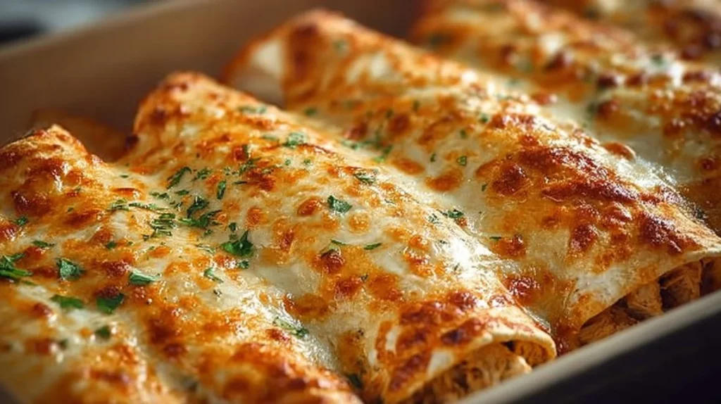 Delicious chicken enchiladas loaded with 38g of protein per serving