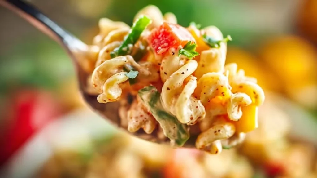 Delicious Cajun Pasta Salad with colorful vegetables and spicy dressing