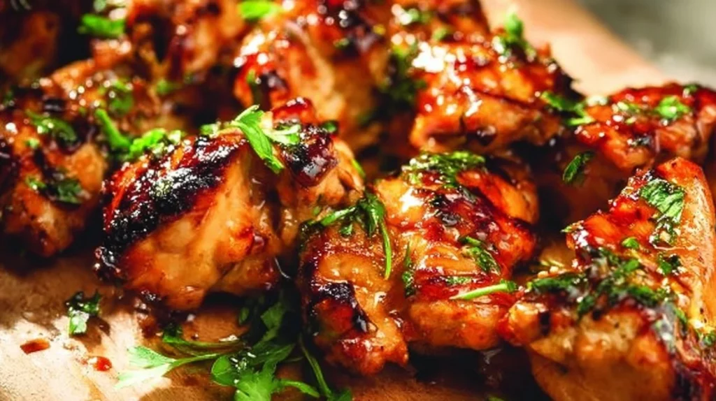 Delicious chicken marinated in honey and soy sauce for grilling