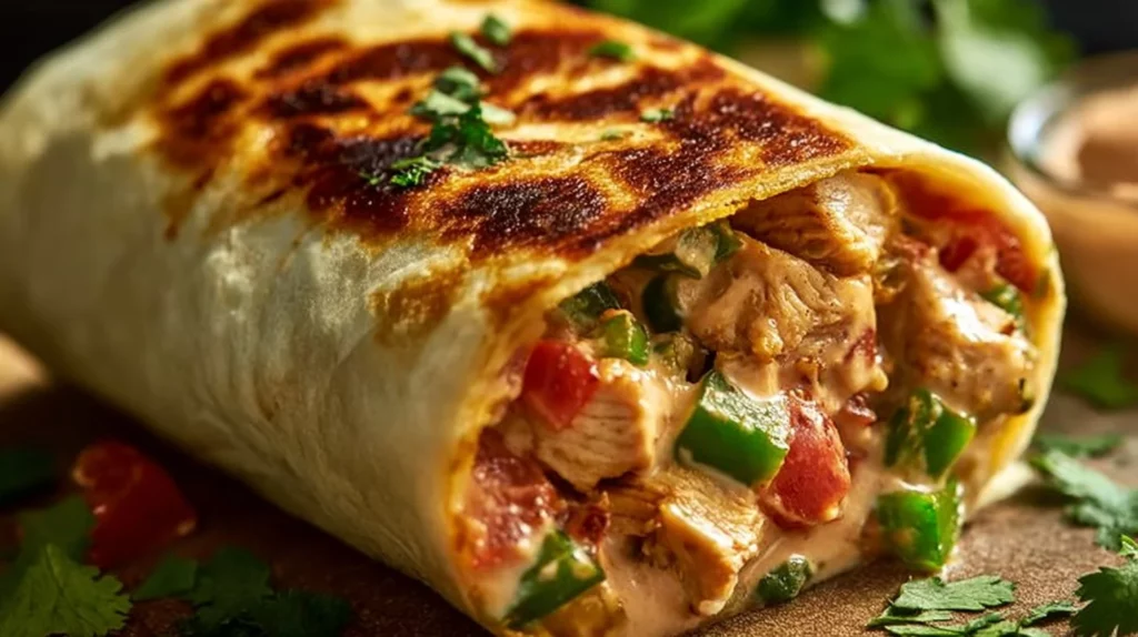Chipotle Ranch Grilled Chicken Burrito with fresh ingredients and spices