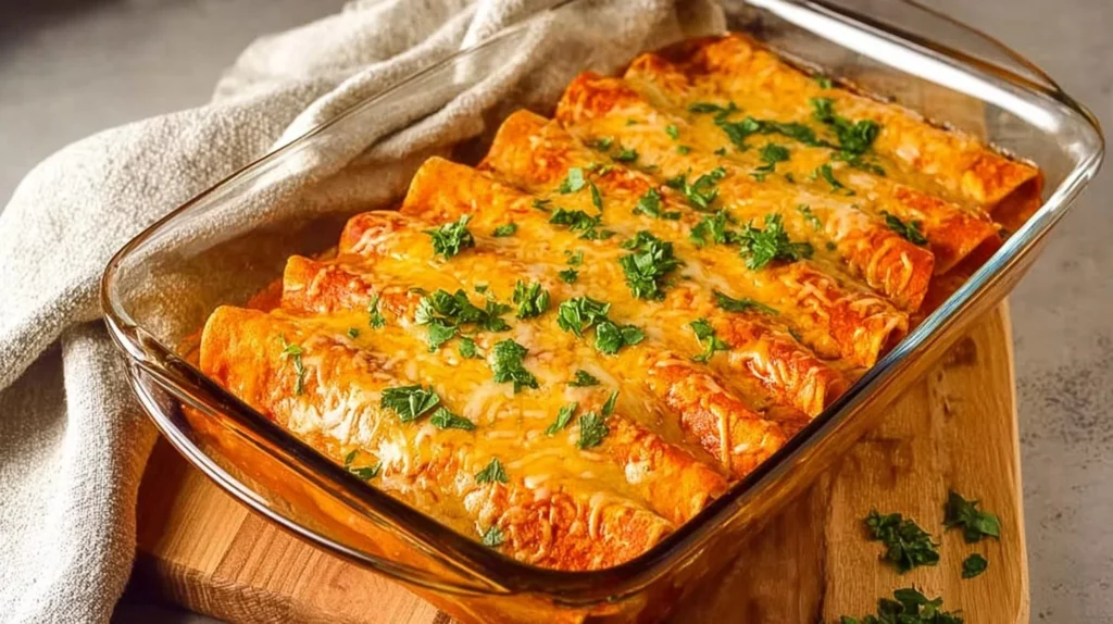 Delicious easy chicken sour cream enchiladas ready to be served