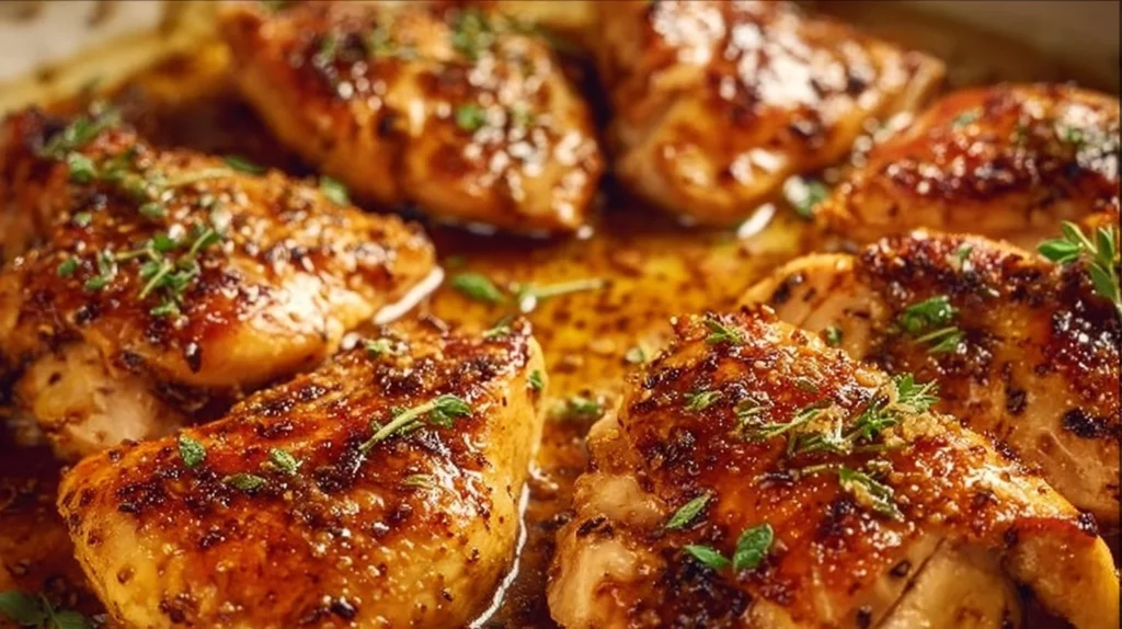 Juicy Garlic Butter Chicken Breast served with herbs and spices