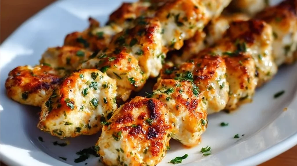 Delicious Garlic Parmesan Grilled Chicken ready to serve with herbs and spices.
