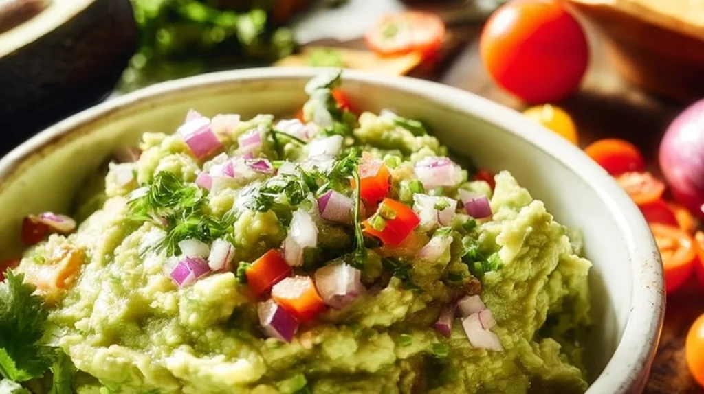 Delicious homemade guacamole recipe with fresh ingredients