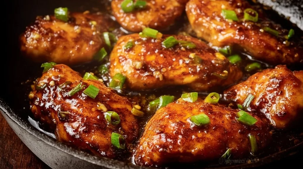 Delicious Honey Garlic Chicken glazed with honey and garlic sauce
