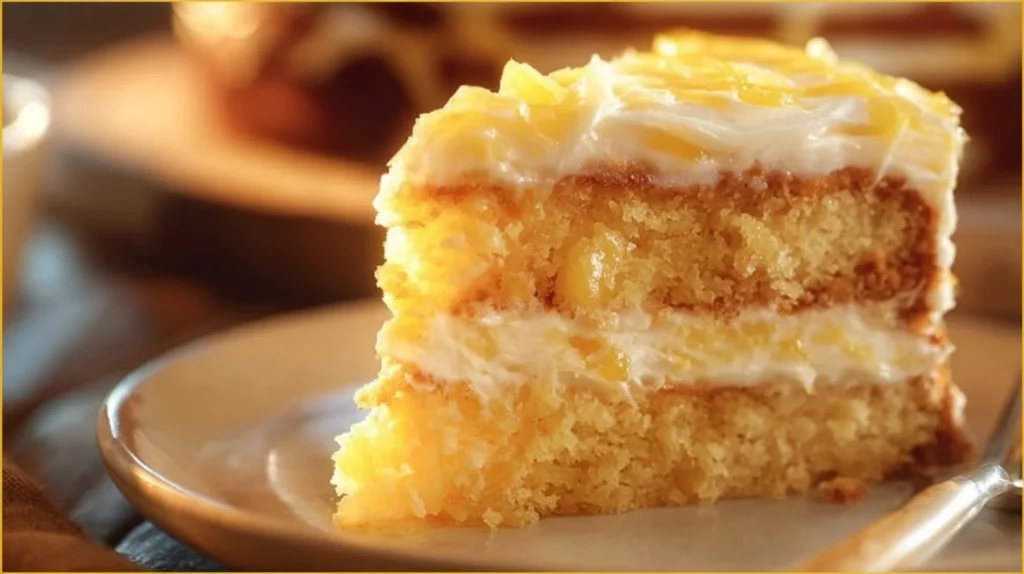 Delicious Paula Deen Pineapple Cake served on a plate