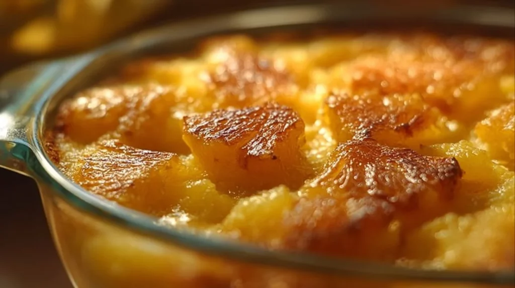 Deliciously baked pineapple dish served in a bowl.