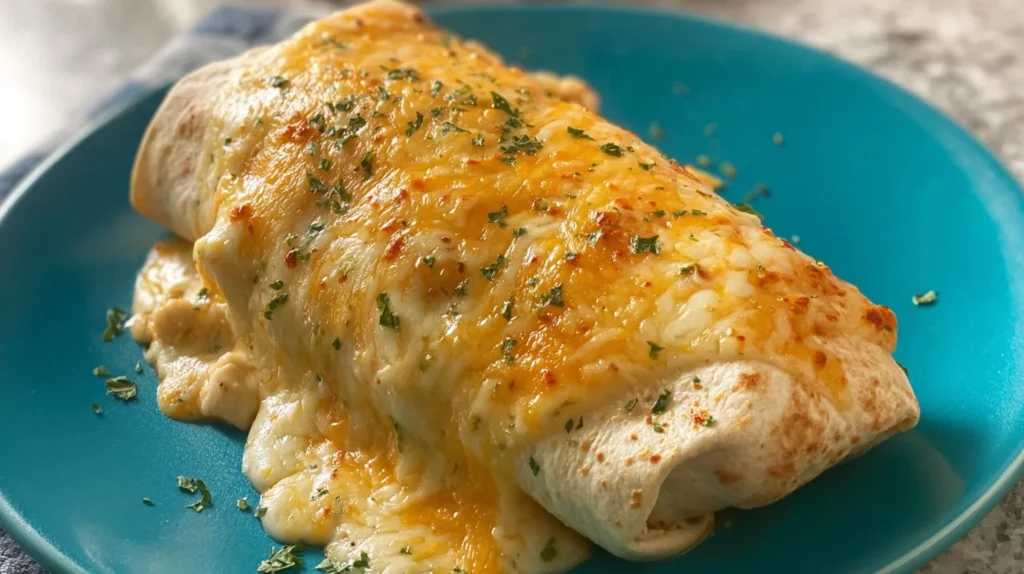 Delicious White Chicken Enchiladas topped with cheese and cilantro