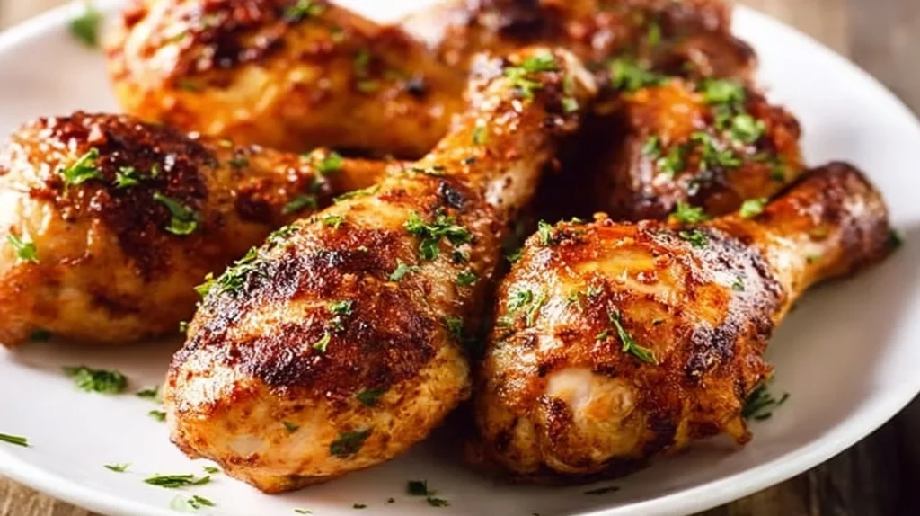 Crispy air fryer chicken drumsticks cooked to perfection