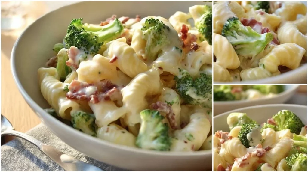 Delicious bowl of amazing pasta salad with fresh vegetables and dressing