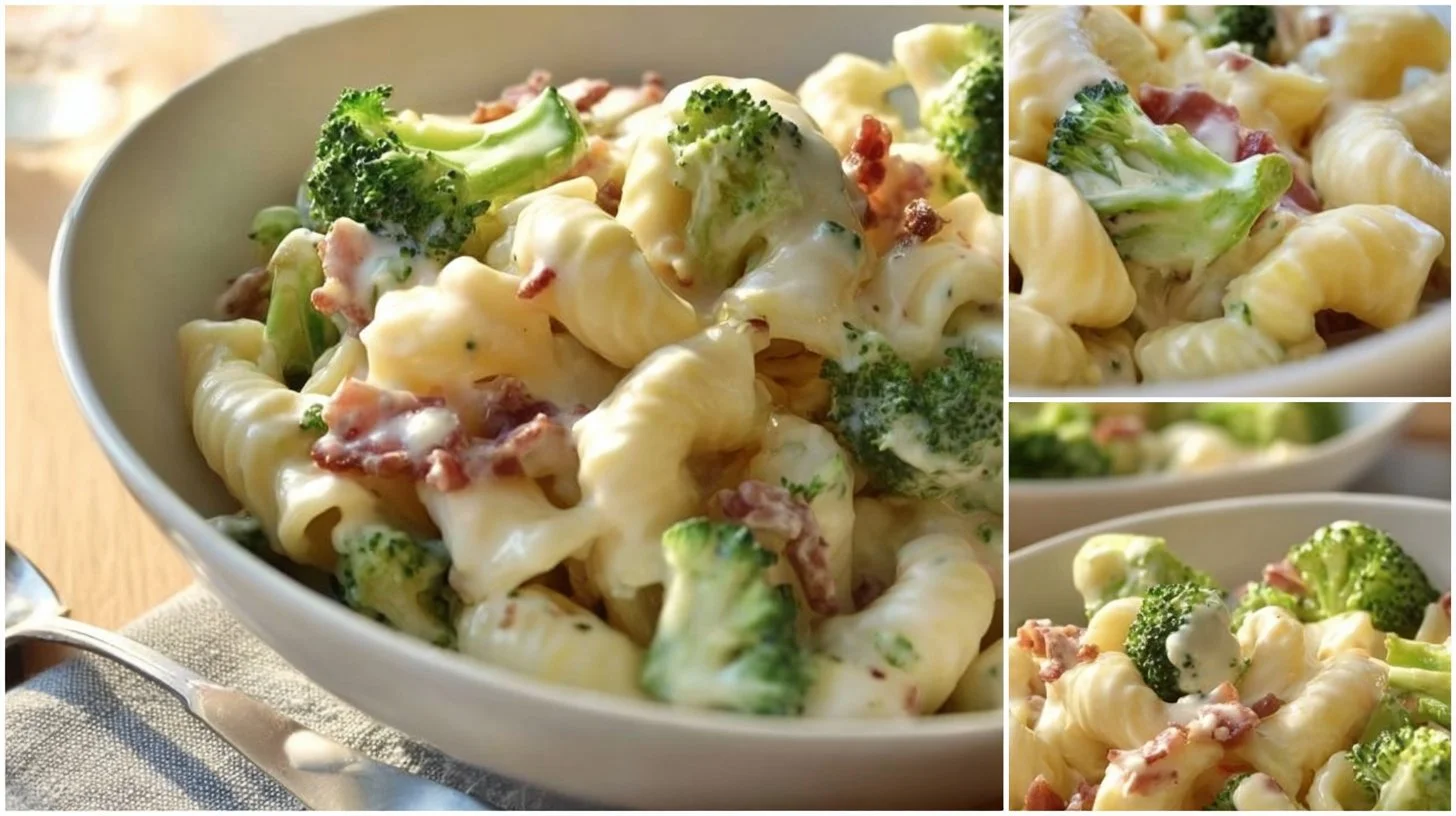 Delicious bowl of amazing pasta salad with fresh vegetables and dressing