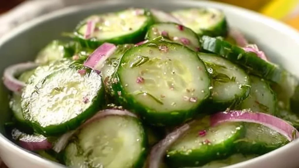 Apple cider vinegar cucumber salad with fresh ingredients