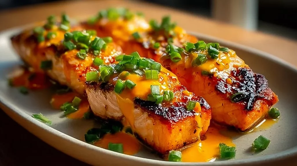 Delicious Bang Bang Salmon dish served on a plate with vibrant vegetables