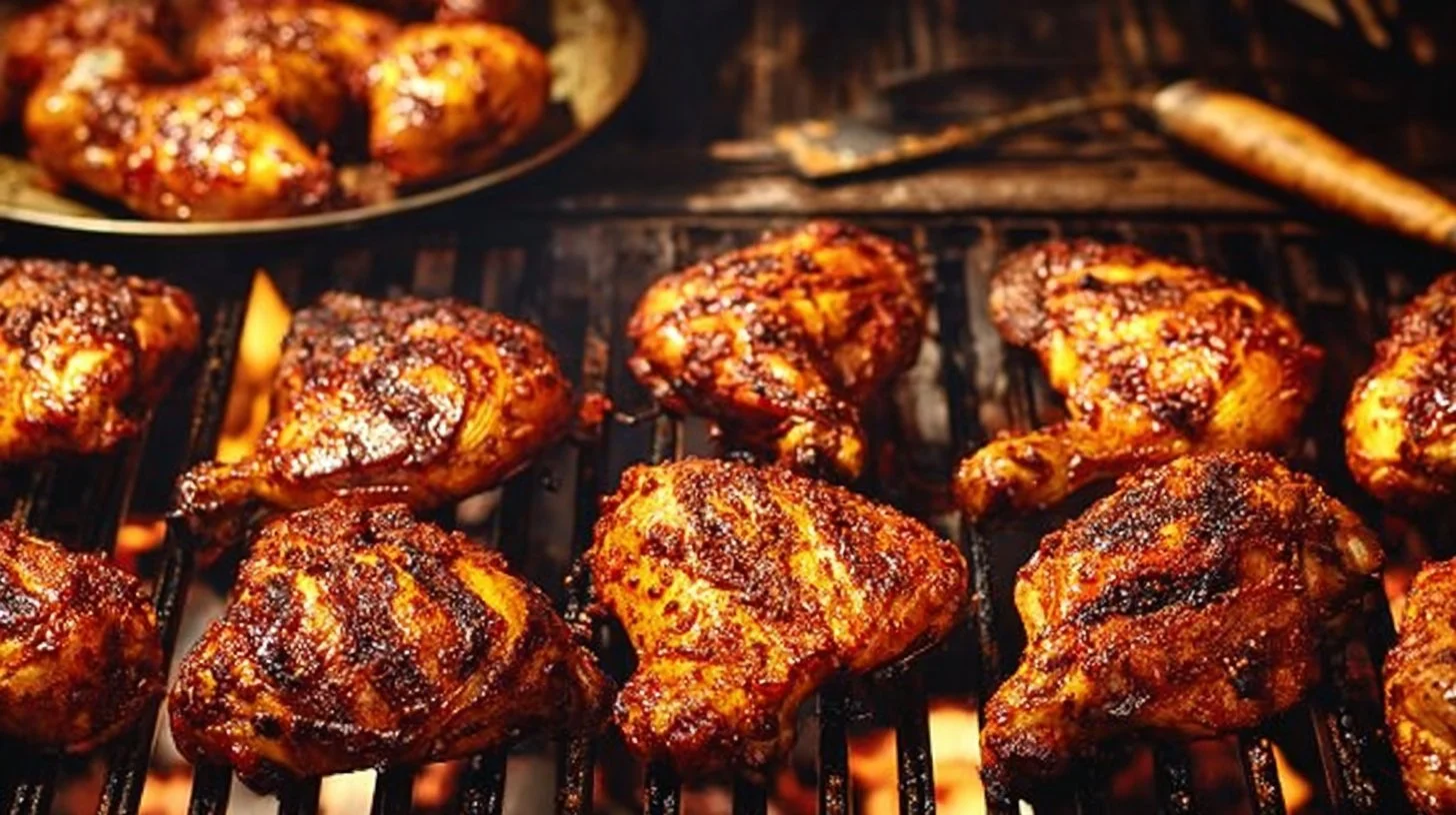 Deliciously grilled BBQ Chicken served with sides for a summer cookout.