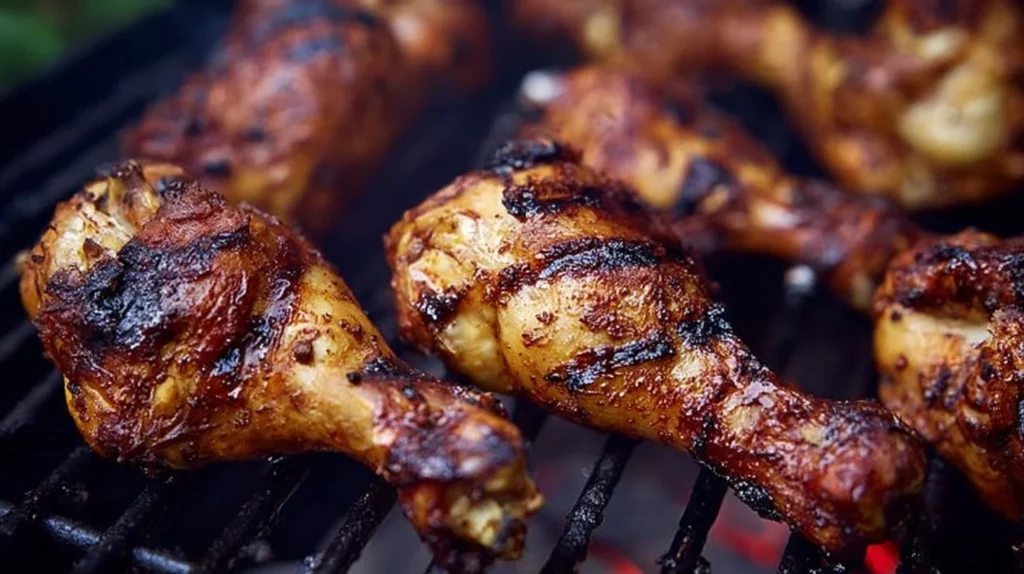 Succulent BBQ chicken drumsticks coated in smoky barbecue sauce