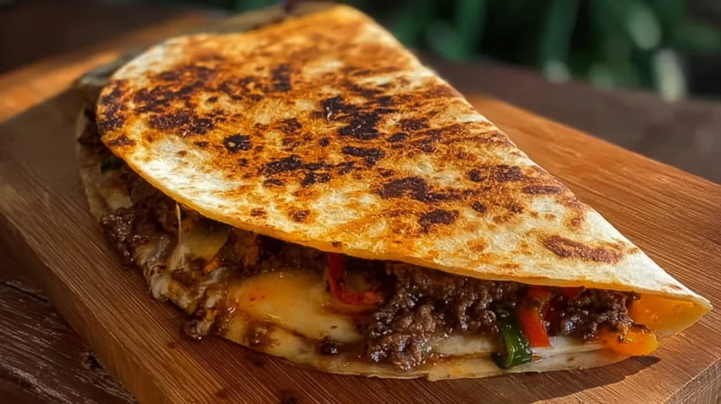 Delicious beef quesadillas filled with melted cheese and savory beef