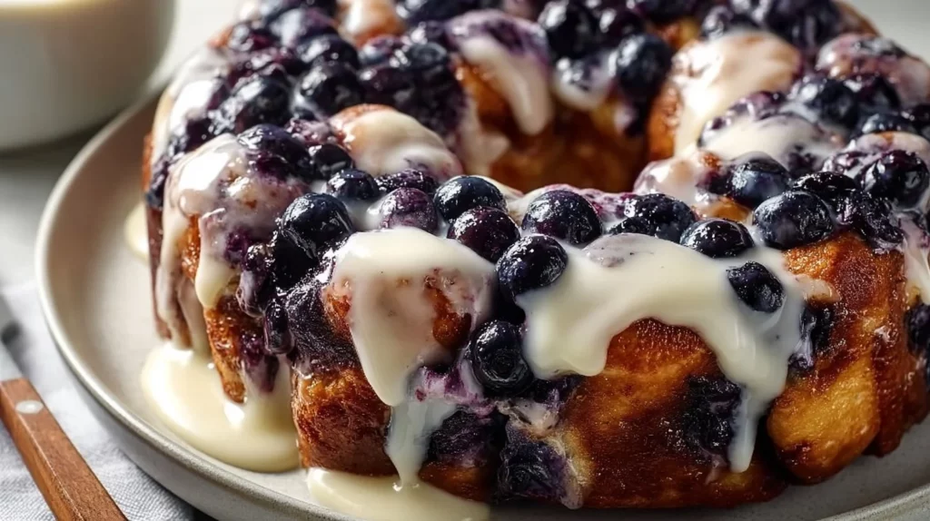 Delicious Blueberry Monkey Bread fresh out of the oven.