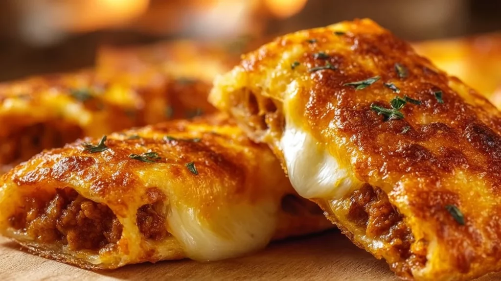 Cheesy taco sticks served on a plate with dipping sauce.