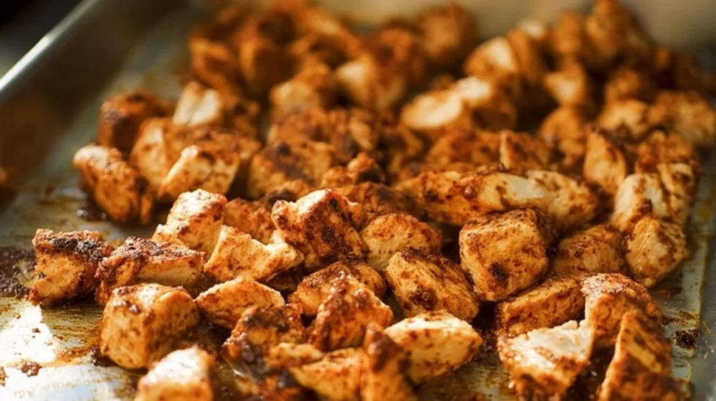 Homemade Chipotle Chicken served with rice and beans