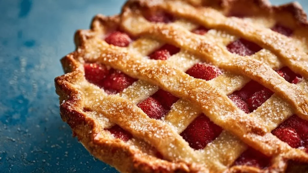 Delicious easy classic strawberry rhubarb pie with a flaky crust and fresh filling.