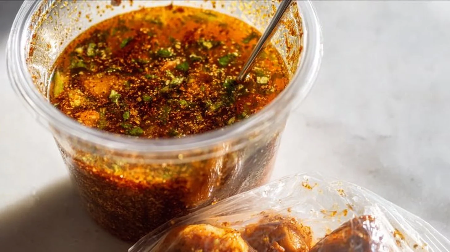 Marinated Mexican chicken ready for grilling with vibrant spices