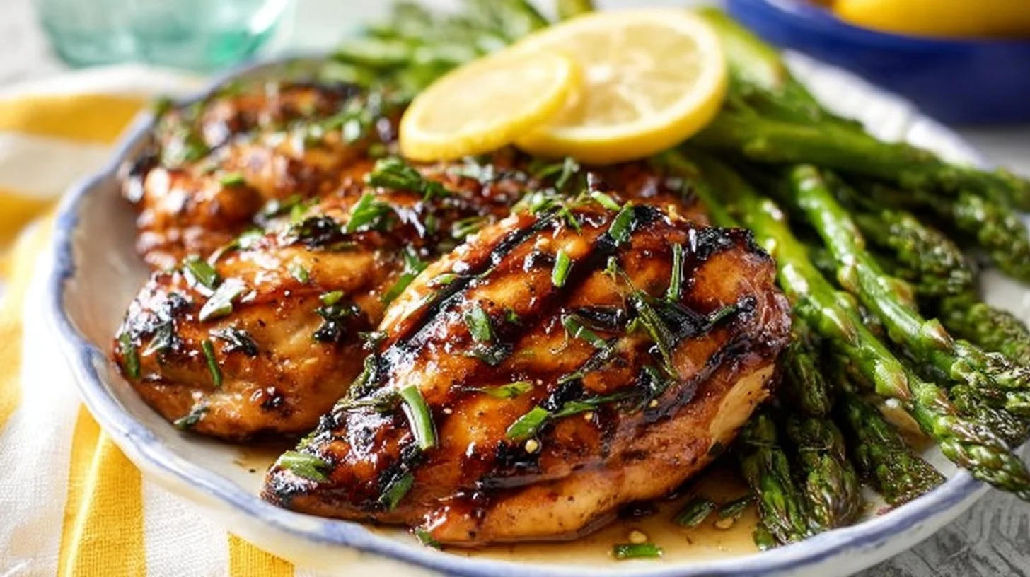 Grilled Honey Lemon Basil Chicken with fresh herbs and citrus glaze
