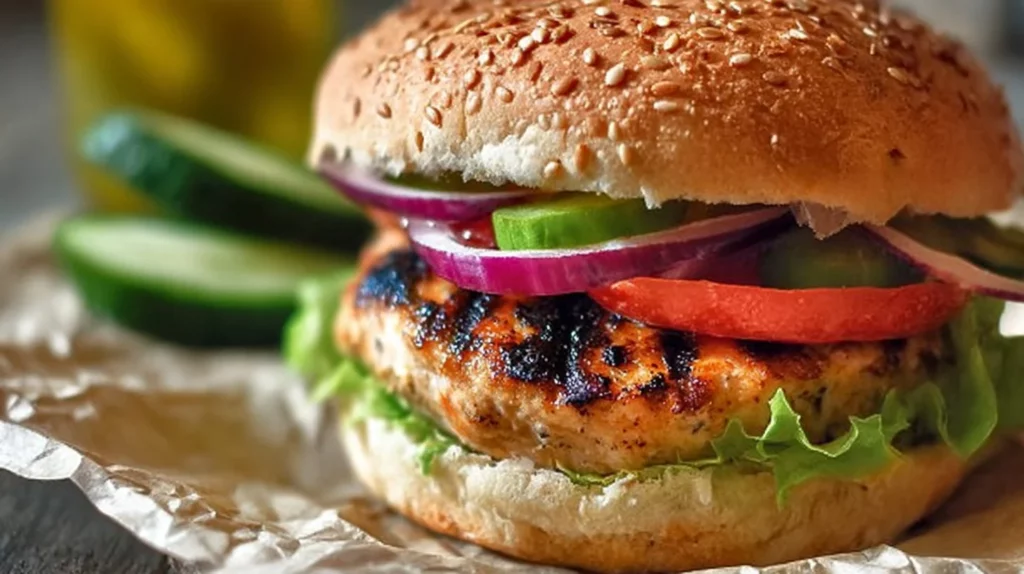 Jalape&ntilde;o Turkey Burger served with fresh toppings and spices