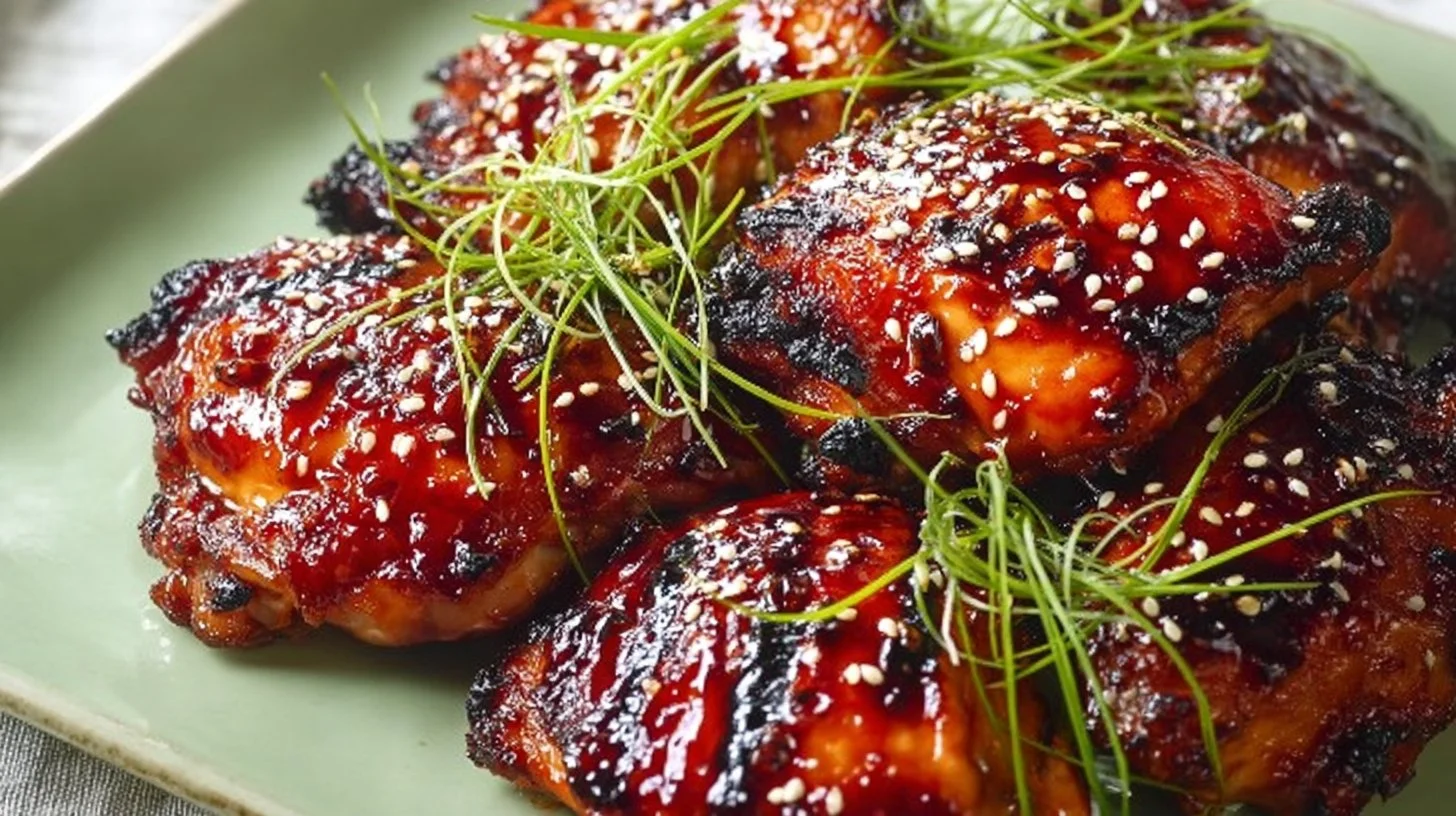 Juicy Japanese BBQ chicken thighs grilled to perfection