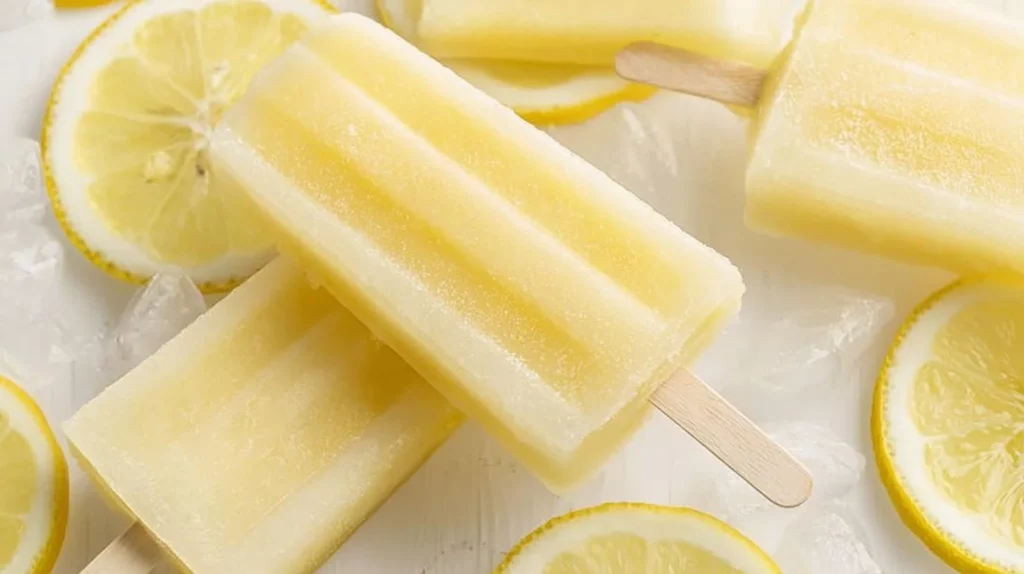 Colorful lemonade popsicles on a sunny day