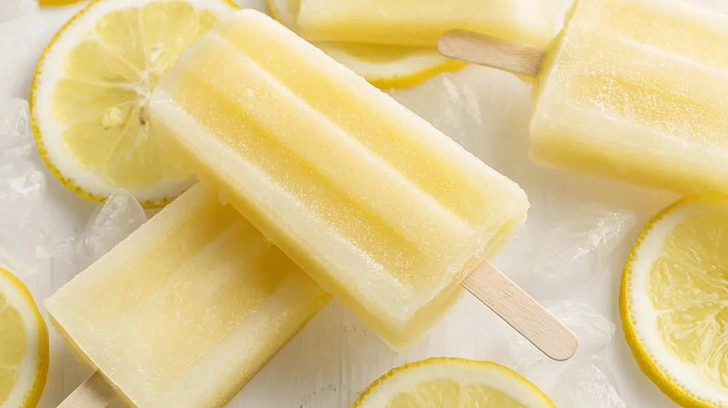 Colorful lemonade popsicles on a sunny day