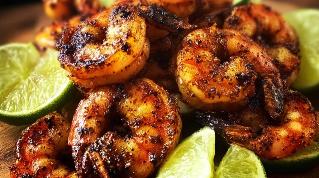 Margarita Grilled Shrimp Skewers garnished and ready to serve.
